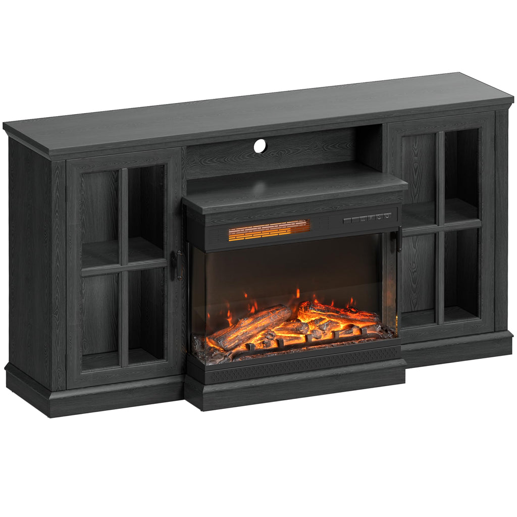Up to 65", 3-Sided Glass, Black