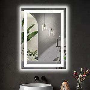 24.1"X32.1" Smart Anti-Fog Led Bathroom Mirror with Front Light & Backlit, 3 Color Temperatures, Dimmable, Memory