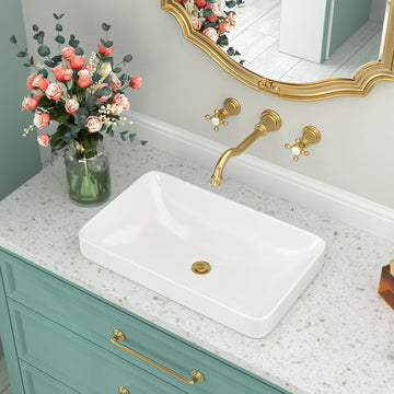 Vessel Sink Bathroom Semi Recessed Sinks 19x12 Rectanglar White Ceramic Modern Vessel Sinks Bath Wash Sink Bowl Vanity Sink Above Counter