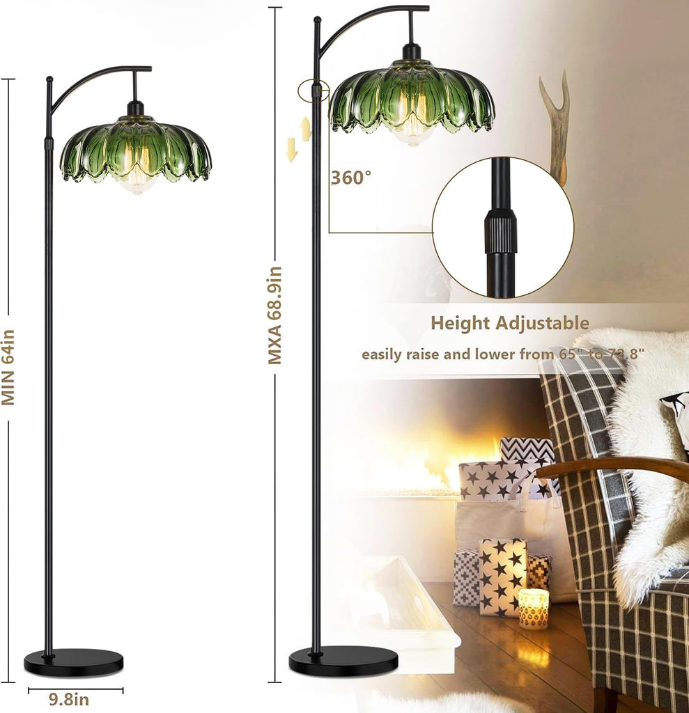 Glass Floor Lamp,Gold Dimmable Standing Lamp with Remote