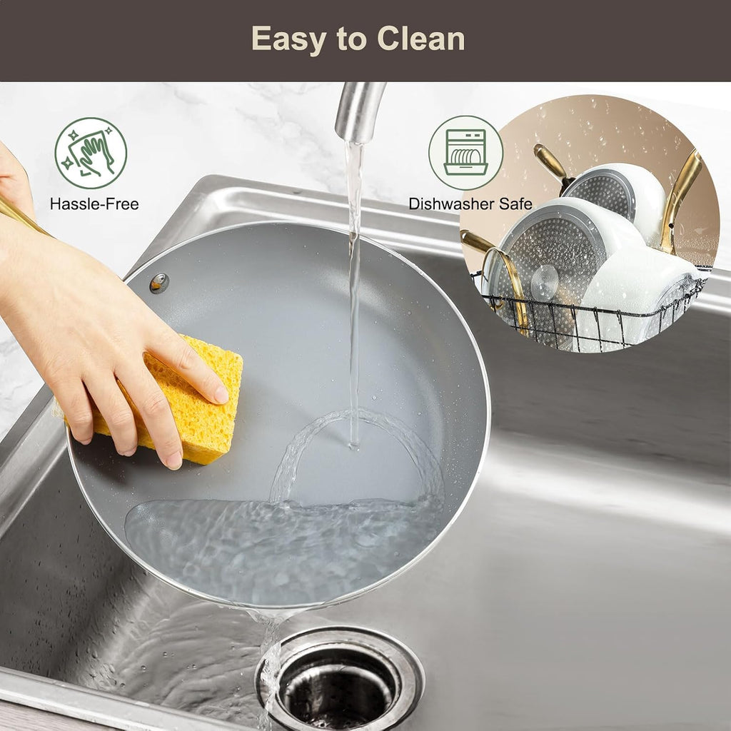 Ceramic cookware set,Healthy,Non Toxic,Pots and Pans Set non stick,14-Pcs Kitchen induction cooking Sets, nonstick