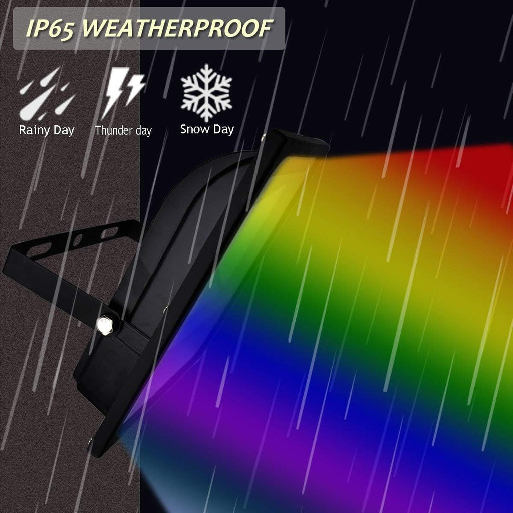 LED RGB Flood Light, 50W Outdoor Color Changing Lights with Remote Control, IP65 Waterproof Dimmable Wall Washer