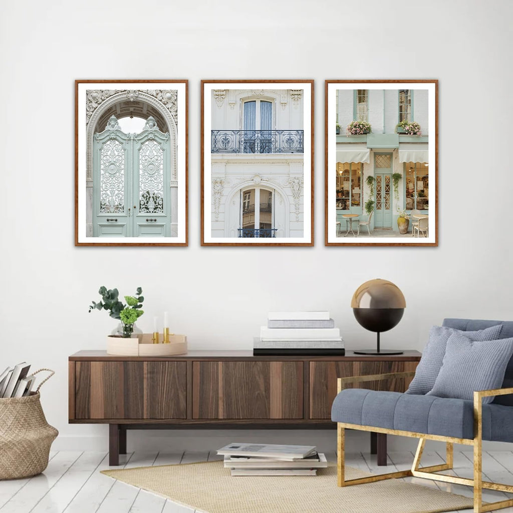 KAlRNE Vintage Italian Large Wall Art,Set of 3(24''X36''),Modern Paris Cityscape Wall Decor,European Street Picture