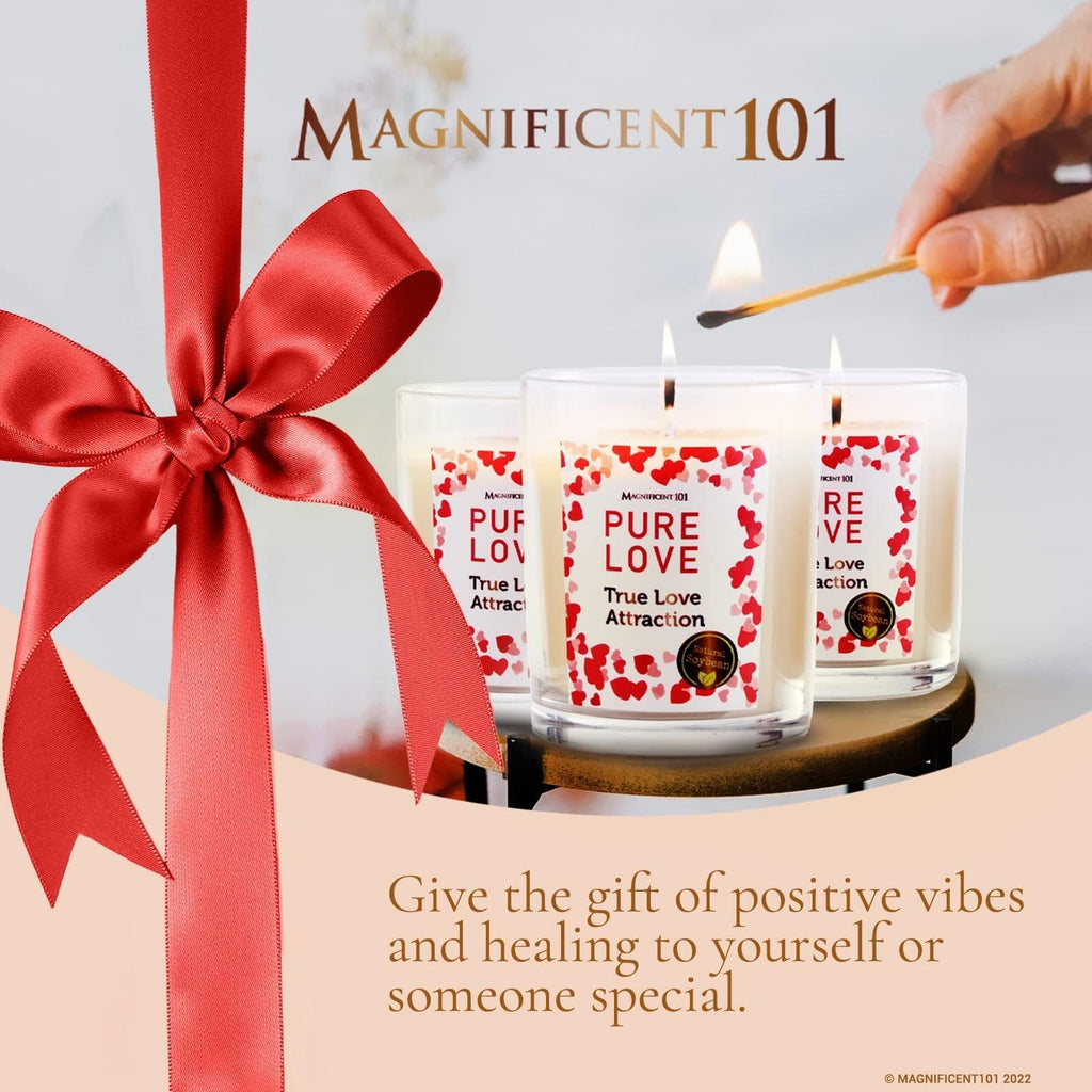 Pure Love Attraction Glass Candles, Rose Jasmine, 3 Pack