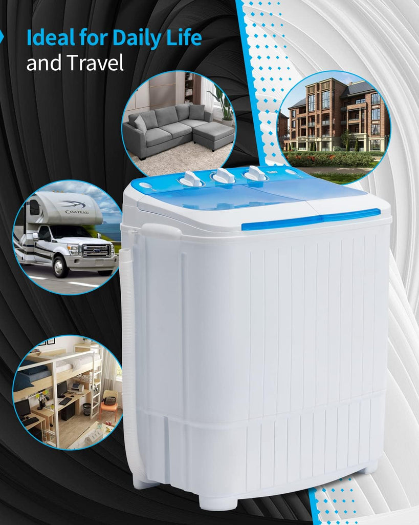 17.6Ibs Portable Washing Machine, Compact Washer Machine, Mini Washing Machine, Twin Tub Washer and Spiner