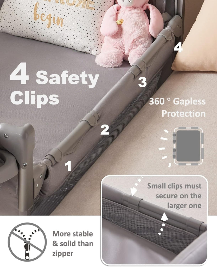 4 in 1 Baby Bassinet Bedside Sleeper, Baby Bedside Crib 4 Functions, Bedside Bassinet Crib Sleeper, Playard, Changing