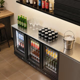 COOLER Commercial Bar Cooler With 3 Glass Doors,12 Cu.Ft Counter Height Back Bev
