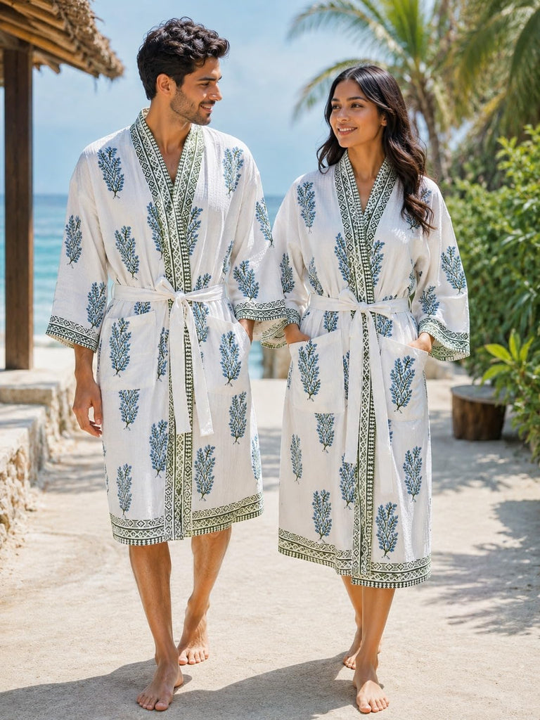 Bathrobe for Women, 100% Cotton Waffle Spa Robe, Knee Length