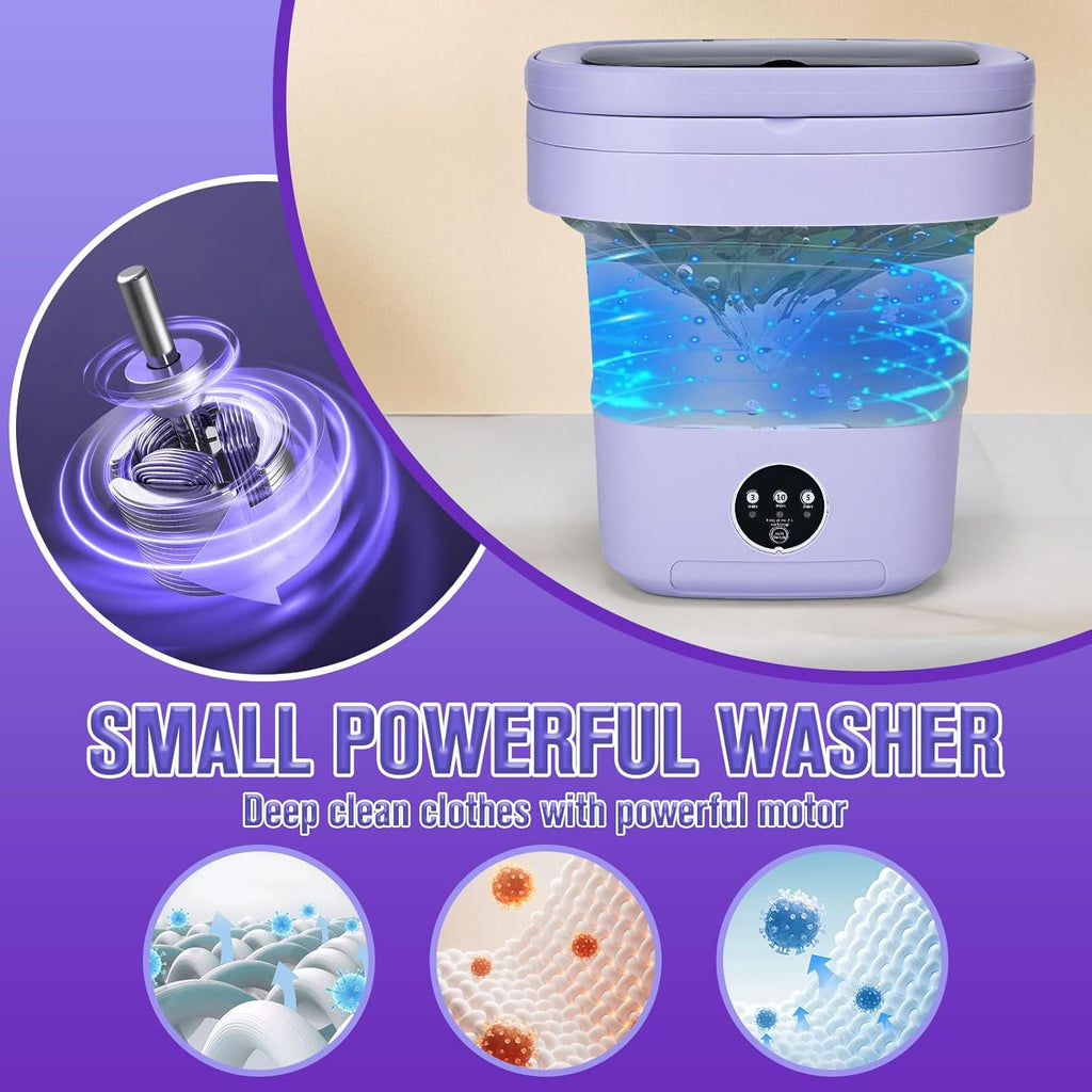 Mini Washing Machine 16L Foldable Small Washer for Underwear, Socks, Baby Clothes - 3 Cleaning Modes with Spin Dryer