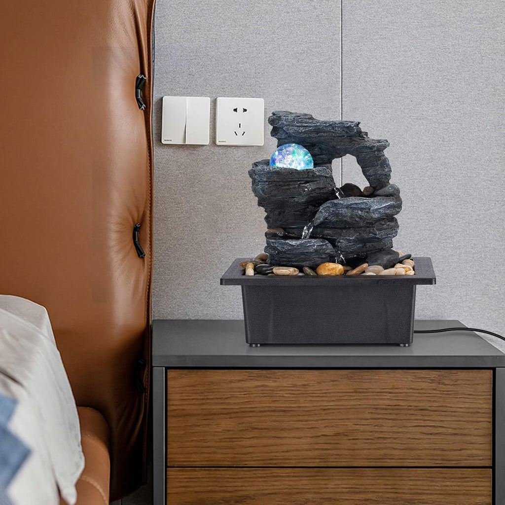 Table Top Fountain Spin Ball Rock Waterfall Fountain Office Table Top Fountain Includes Many Natural River Rocks