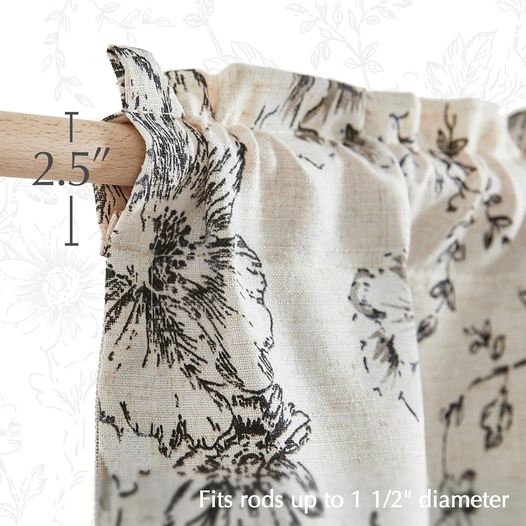 Polyester Blend Valance Curtain Farmhouse Window Decor Floral Print for Kitchen Living Room Double Layer Light