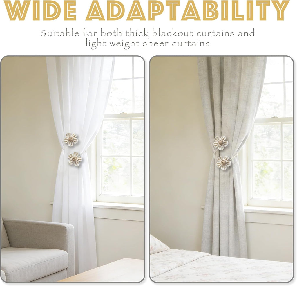 Curtain Tie Backs for Curtain Drapes, Boho Decor Holdback Farmhouse TieBacks for Blackout/Sheer Curtains, Jute Rope
