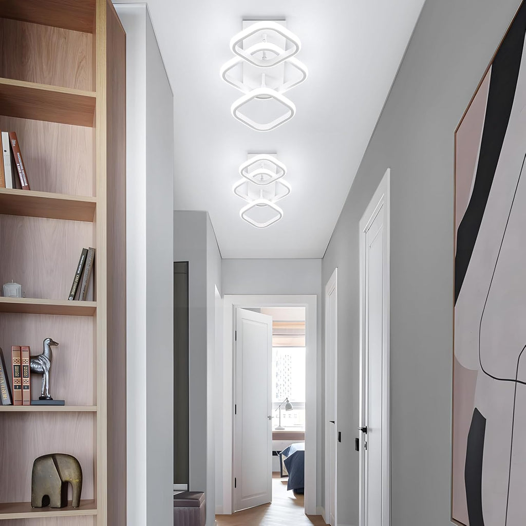 Modern LED Ceiling Light, Hallway Light Fixtures 6000K Cool Light, Kitchen Lighting Fixtures Ceiling, Square LED