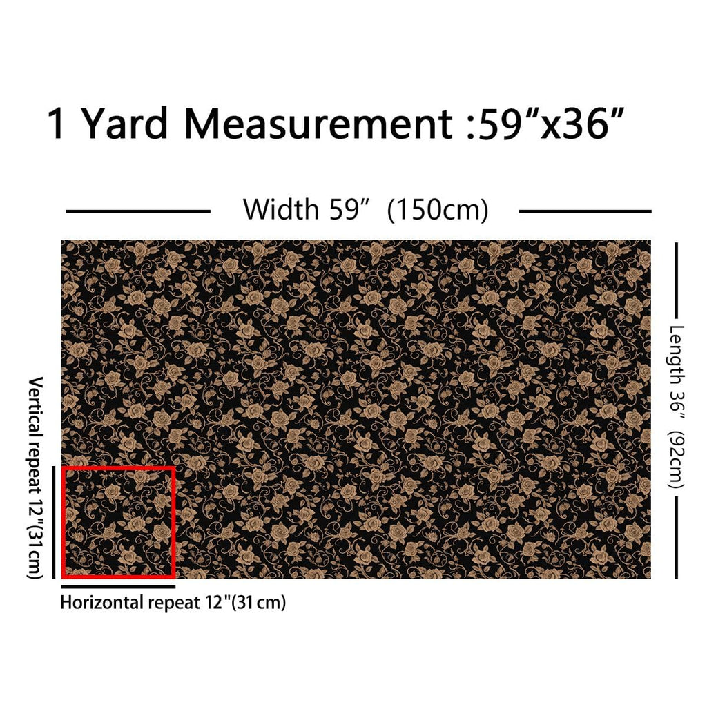 Flower Polyester Fabric 1 Yard Soft Vintage Botanical
