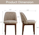 Modern Dining Chairs Set of 2, Faux Leather Kitchen Chairs with Wood Legs