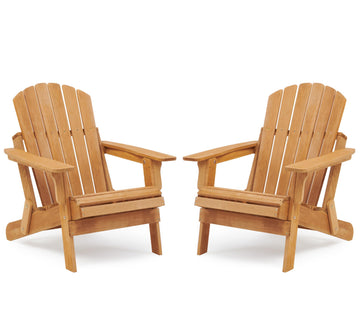 Oversized Wooden Folding Adirondack Chair with Pre-Assembled Backrest and Seat Board, Lounge Chair for Outdoor Patio