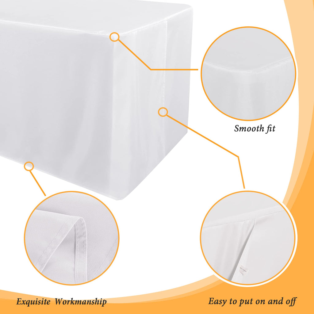 2 Pack Table Clothes for 6 Foot Rectangle Tables - Water Resistant Washable Fabric Polyester Rectangle Table Cover