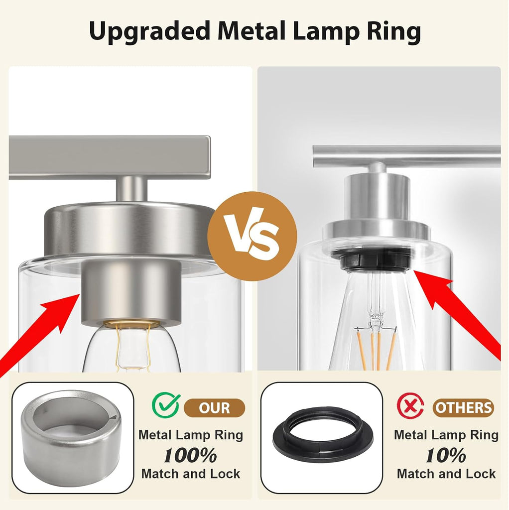 Modern Bathroom Light Fixtures, 4 Light Brushed Nickel Vanity Lights, Bathroom Lighting Fixtures Over Mirror with