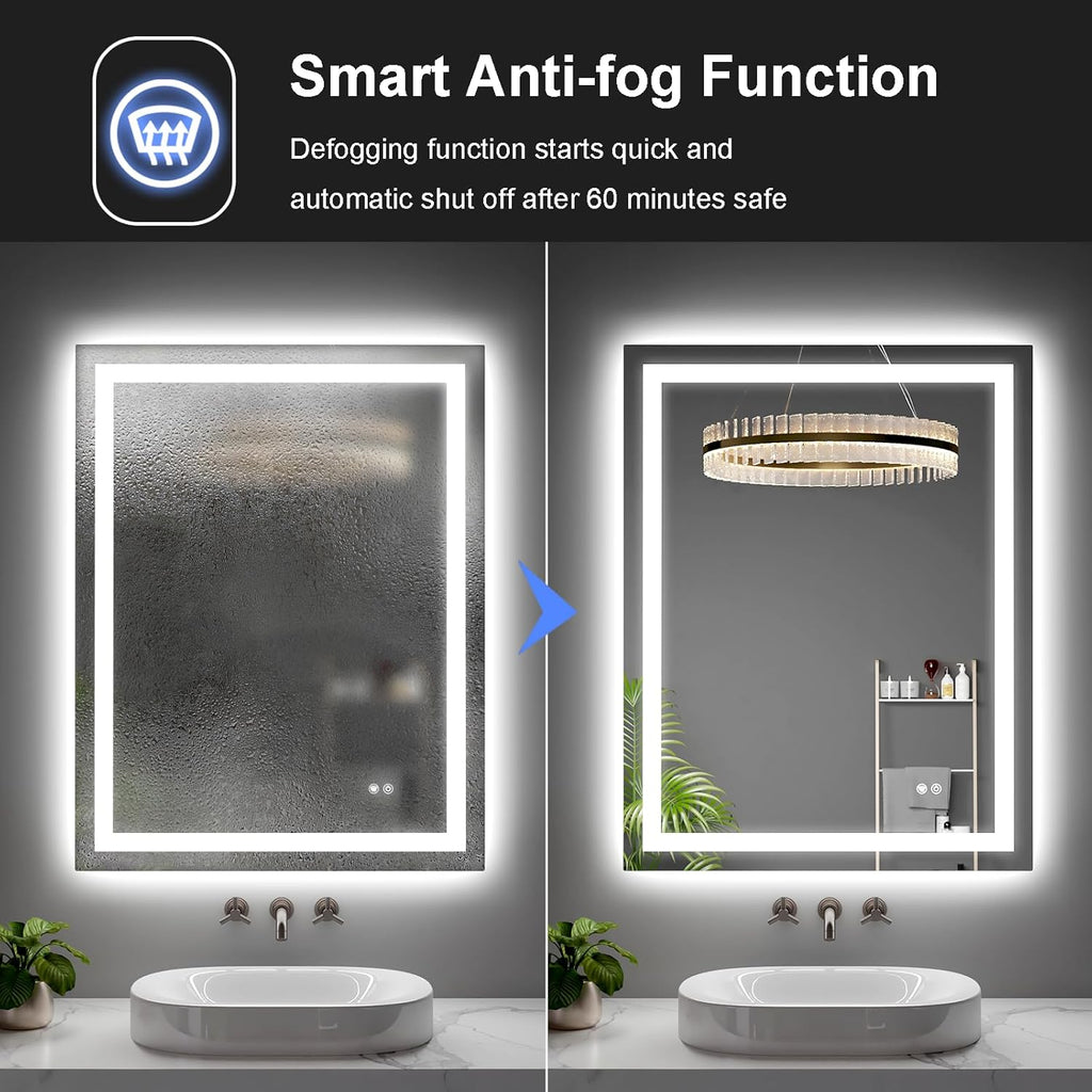 LED Bathroom Mirror 55"x36" Inch Lighted Bathroom Vanity Mirror with Lights, Large, Brighter Frontlit and Backlit