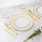 600 Pieces Gold Disposable Plates for 100 Guests, Plastic Plates for Party