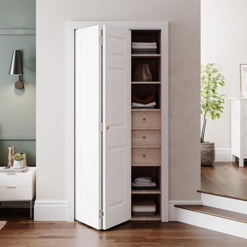 32" x 80" Paintable Bifold Door, 3-Panels Closet Doors with Hardward Kits, White Primed Surface Read