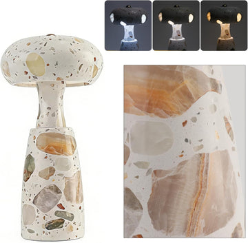 Natural Marble Table Lamp, Three-Color Temperature Dimmable LED Stone Table Lamp