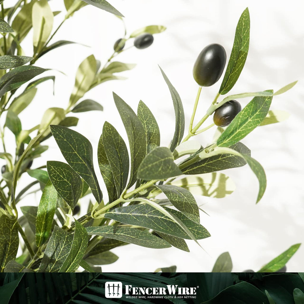 Artificial Olive Tree, 5/6 / 7 Feet Fake Potted Topiary Tree with Dried Moss, Faux Olive Branch and Fruit, Faux Plant