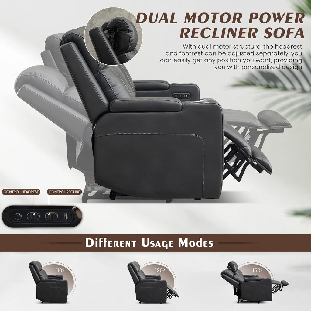 Power Reclining Sofa with Adjustable Headrest