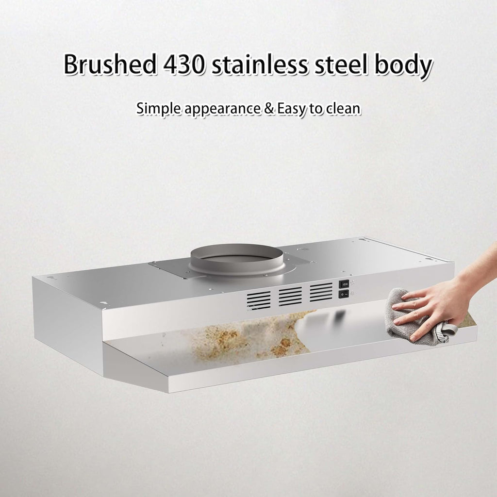 30 Inch Stainless Steel Wall Mount Range Hood 900 CFM 4 Speed Voice, Gesture & Touch Control, LED Lights, Baffle Filters
