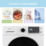 24" Washer and Dryer Combo 2.7 cu.ft 26lbs Washing Machine Steam Care, Overnight Dry, No Shaking Front Load