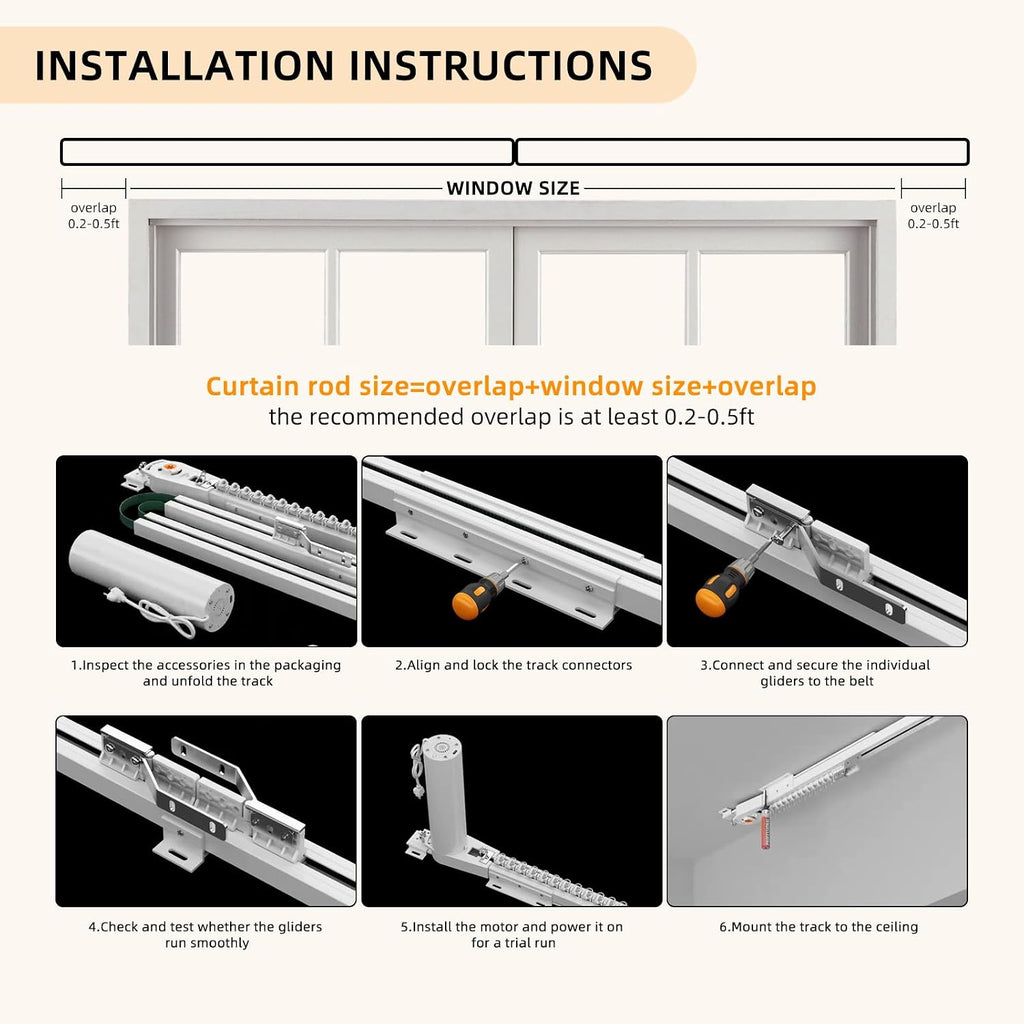 Electric Curtain Tracks| Matter over WiFi Electric Track, Smart Curtains Motorized Opener Curtains Rod with Remote