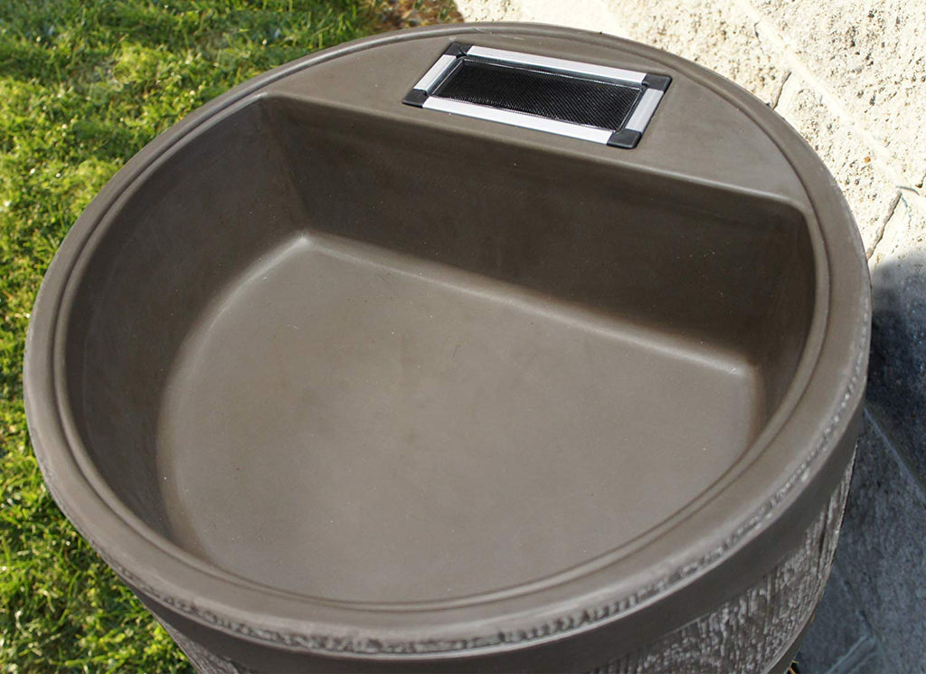 Round 35-Gallon Rain Barrel with Brass Spigot and Built-In Planter, Mud