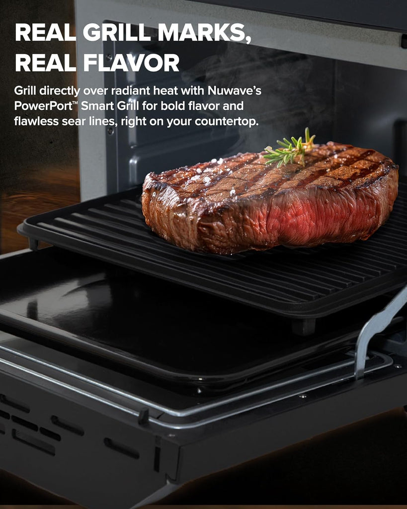 2026 Air Fryer Oven & Grill Comb, Plug-in Powered Grill Plate for True Char Flavor & Marks, 2-Layer Glass Door, Cooler