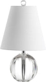 16" Clear Crystal Ball LED Table Lamp, White Modern Bedside Lamp, with White Linen Empire Shade