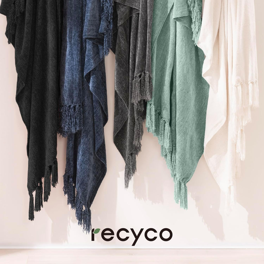 Throw Blanket Soft Cozy Chenille Throw Blanket with Fringe Tassel, 50'' x 60'')