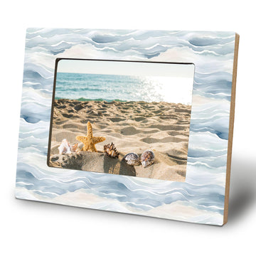 Coastal Blue and White Beach 5x7 Picture Frame, Beach Ocean Lovers Gifts, Nautical Photo Frame, Abstract Watercolor