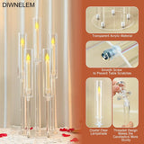 4Pcs Acrylic Candelabra Centerpieces 25.5" Tall Crystal Taper Candlestick with Shade Fit 0.87'' Led Candle