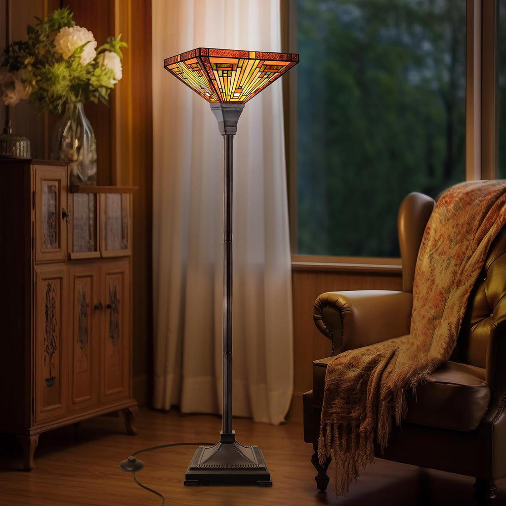 Tiffany Lamp Stained Glass Torchiere Floor Lamp