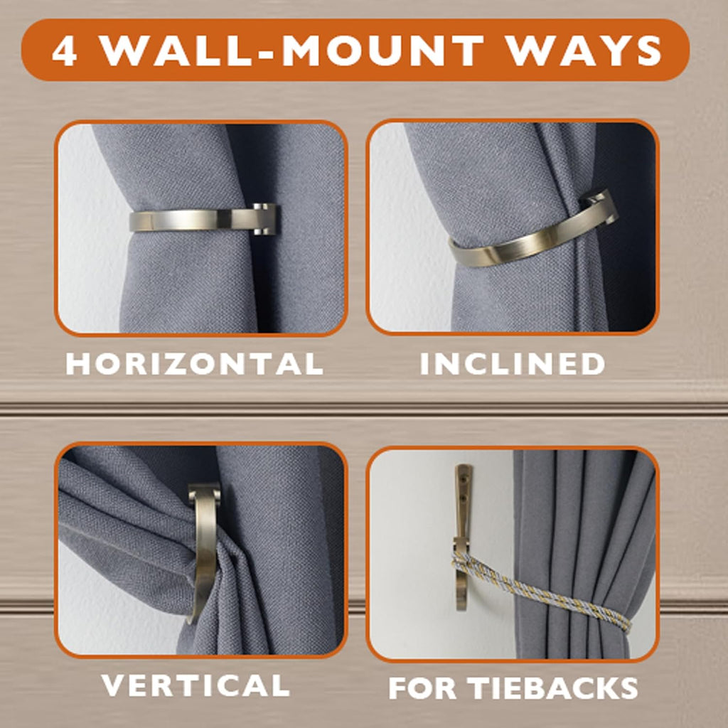 Curtain Holdbacks 2Pcs,Black Barrel Zinc Alloy Curtain Tiebacks,Wall Mounted Curtain Holders for Drapes.
