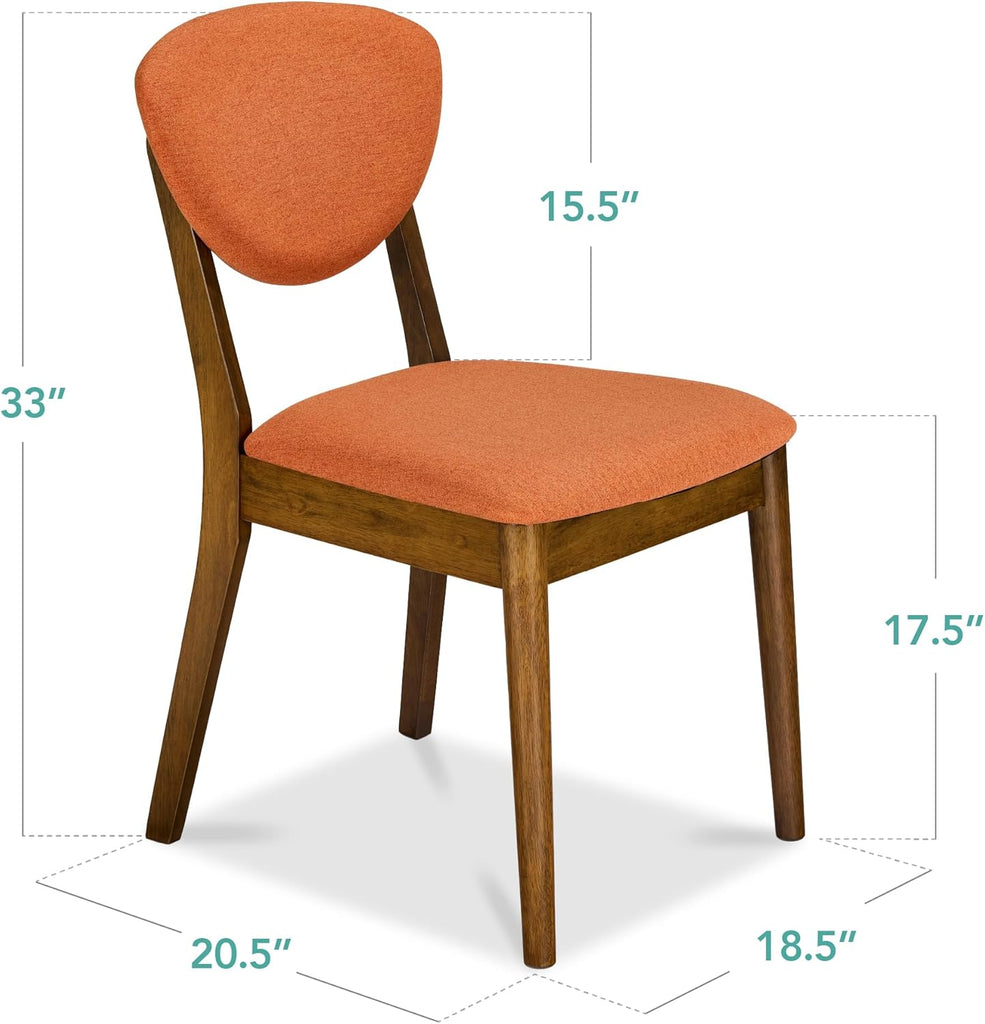 Best Choice Products Dining Chairs Set of 2, Mid-Century Modern Upholstered Wood, Armless w/Seat Cushion