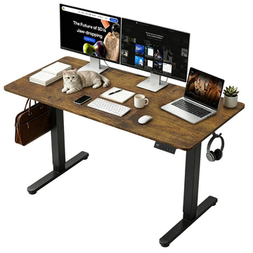 55 Inch Height Adjustable Standing Desk, Dark Walnut