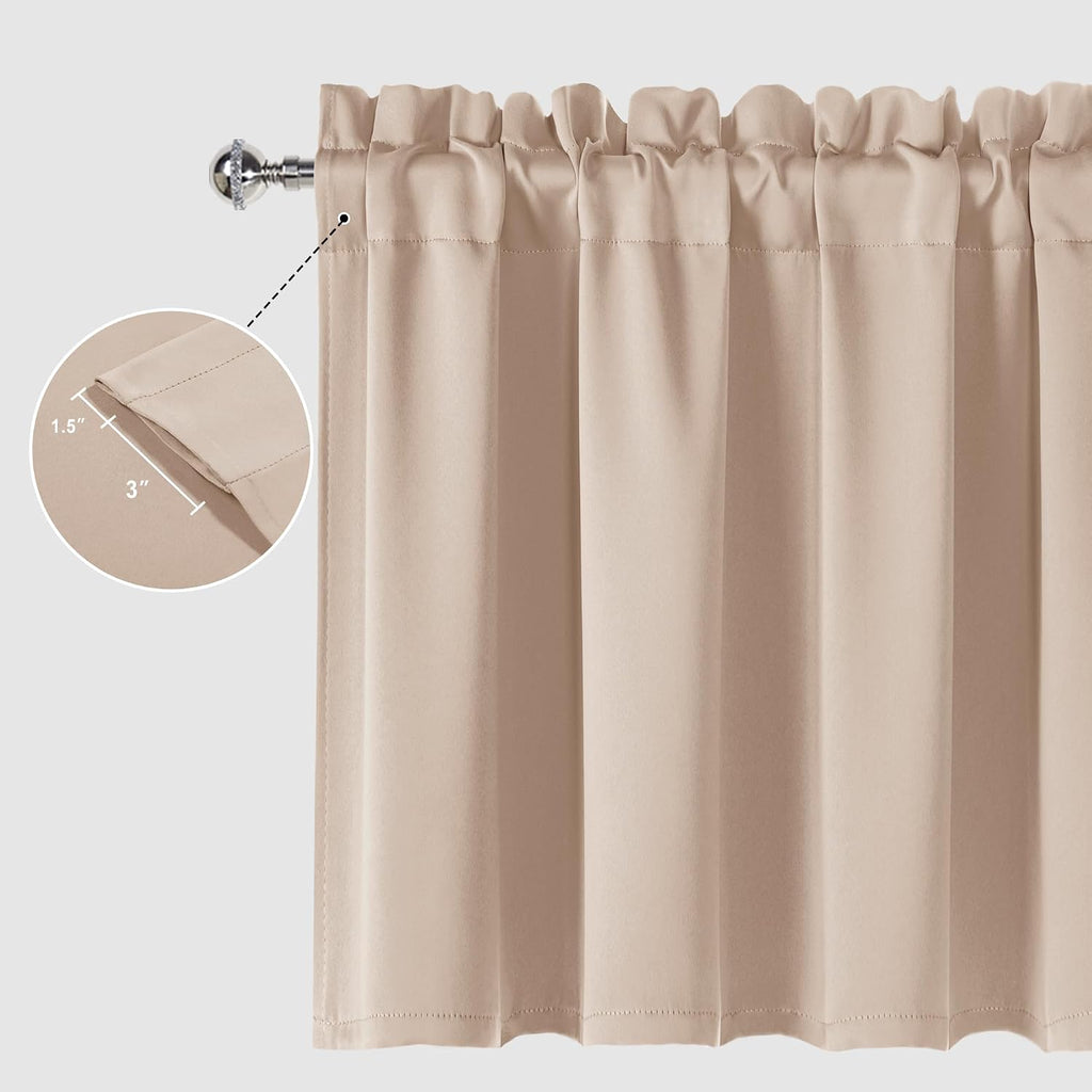 Dark Grey Valances for Windows Rod Pocket Room Darkening Small Window Curtains, 60" W x 18" L, 1 Panel