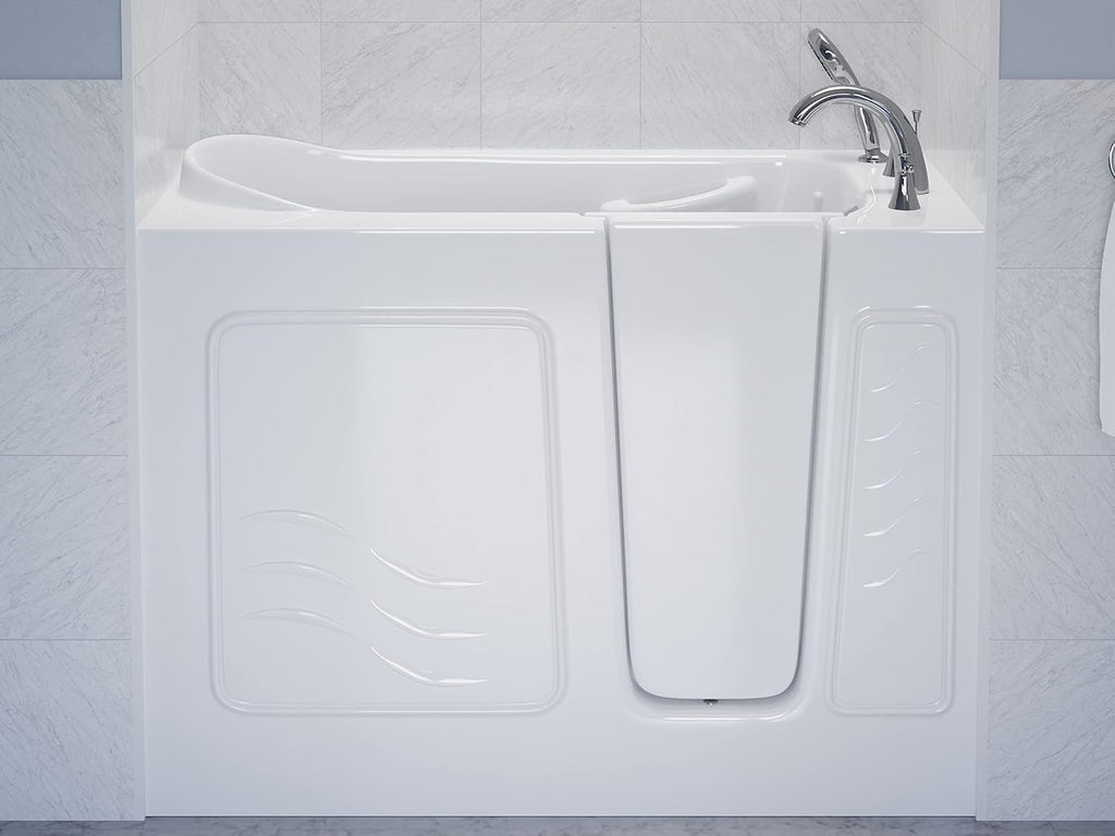 Walk In Tub 53'' x 26'' Left Drain Soaking in White, Indulge in Ultimate Luxury, Comfort, and Safety with ANZZI