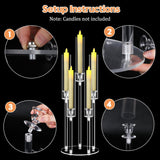 6 Sets 5 Arms Acrylic Candelabra Centerpieces for Tables,Clear Candle Holder,Ceremony Dinner Party, 27" Tall