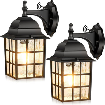 2-Pack Dusk to Dawn Outdoor Wall Lantern, Exterior Light Fixtures with Photocell Sensor, Black Wall Light Waterproof