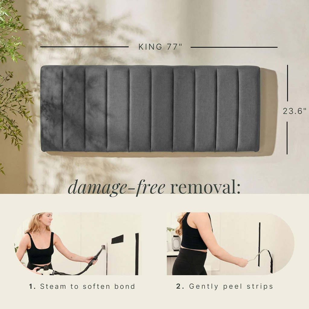Upholstered King Headboard - Easy Assemble Channel Stitched Headboard King Bed - Wall Mounted Headboards with 3D