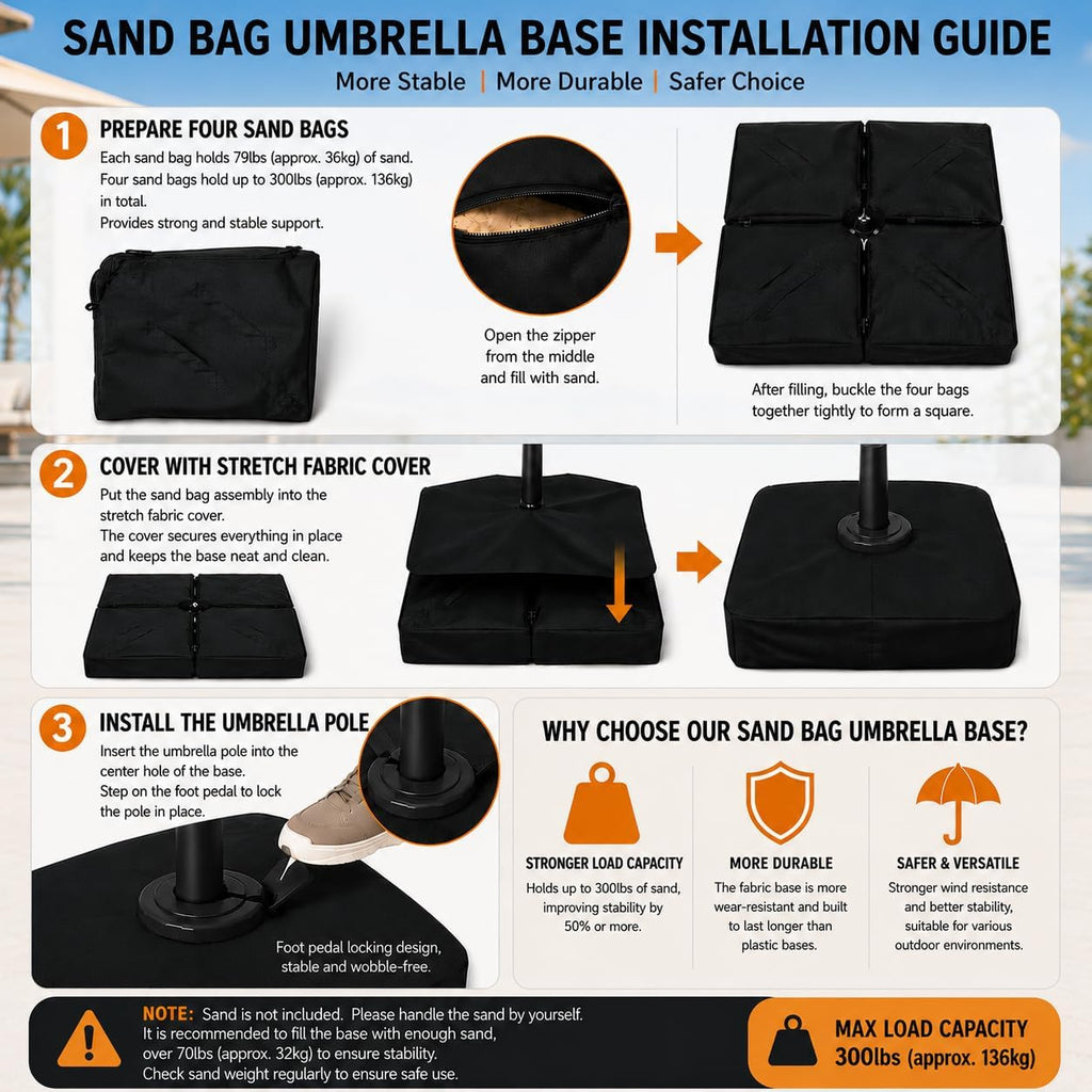 Outdoor Patio Umbrella with Base included