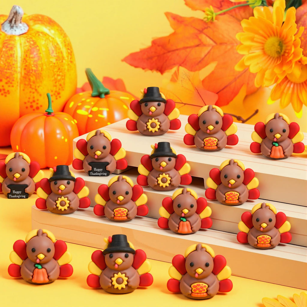 60 Pcs Thanksgiving Mini Rubber Turkey Figurines Tiny Turkey Figures