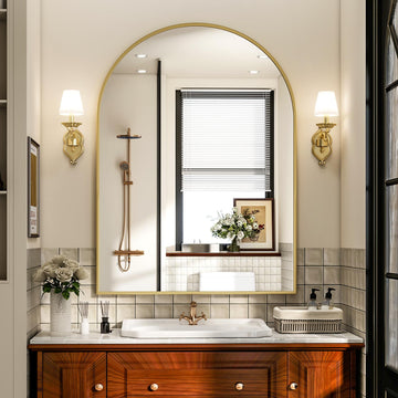 Arch Bathroom Mirror, 24x36 Inch - Wall Mounted Vanity Mirror with Aluminum Alloy Frame - Ideal, and Entryway
