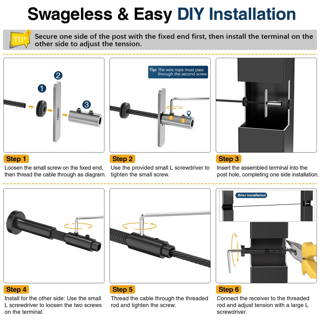 [Patent] Black Swageless Invisible Cable Railing Hardware Terminal